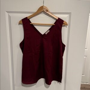 Burgundy Sleeveless V-Neck Top